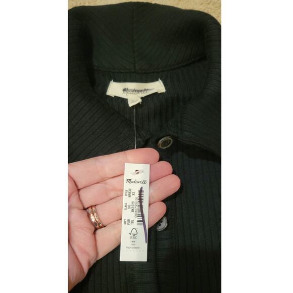 NWT Madewell Curved-Hem Polo Cardigan Black Tee Size XS - Picture 3 of 5